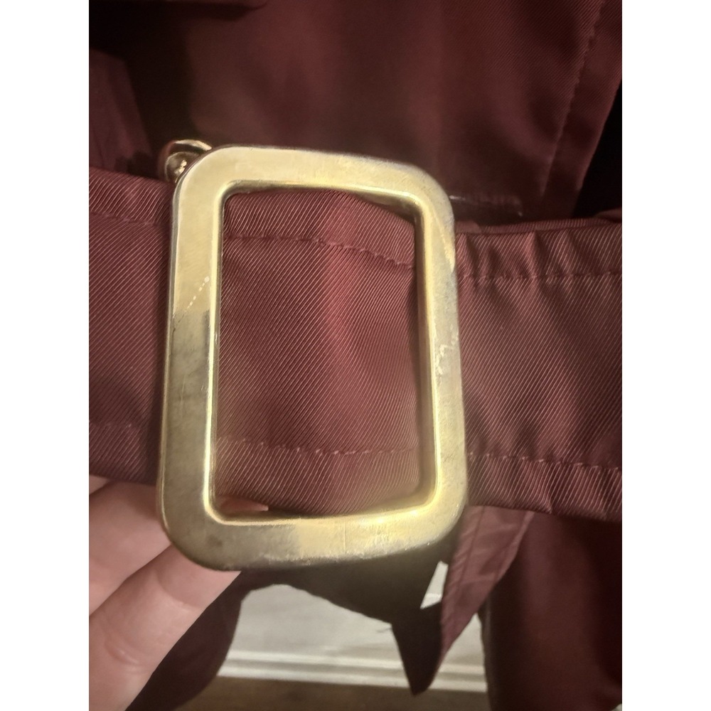 Massimo‎ Dutti Maroon Burgundy Trench Coat Women's X-Large Designer - Picture 2 of 14